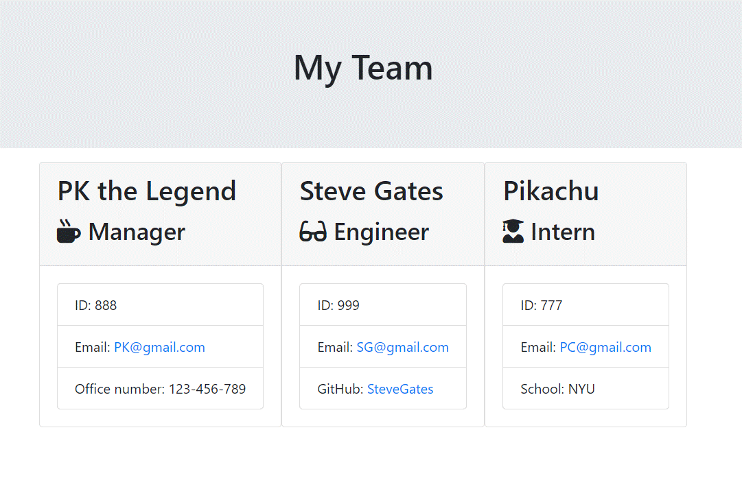 Team-Profile-Generator | An Application That Take In Information About ...